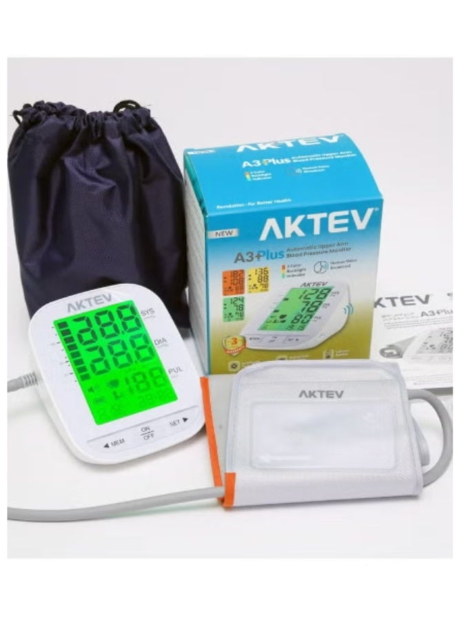 AKTEV A3 PLUS Automatic BP Monitor with Rechargeable battery and Carry Pouch